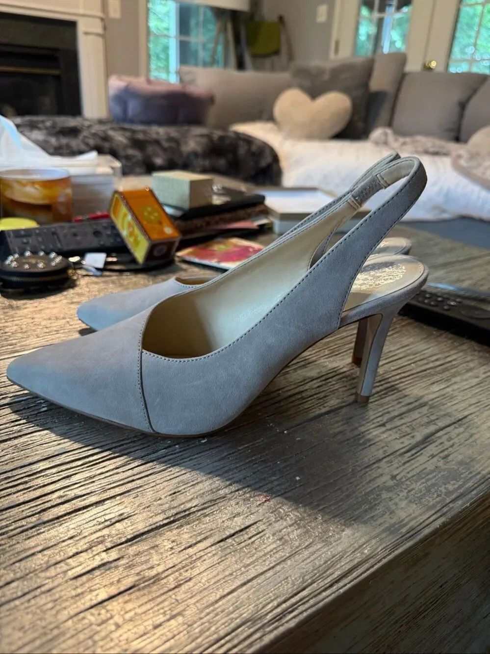 Vince Camuto Alleema Gray Suede Slingback Pumps sz 11 NWT